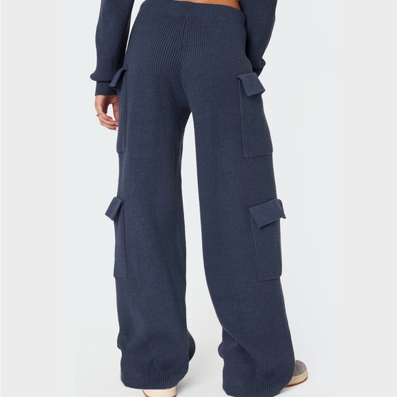 Women's Blue cargo Knit Pants - Picture 4 of 5